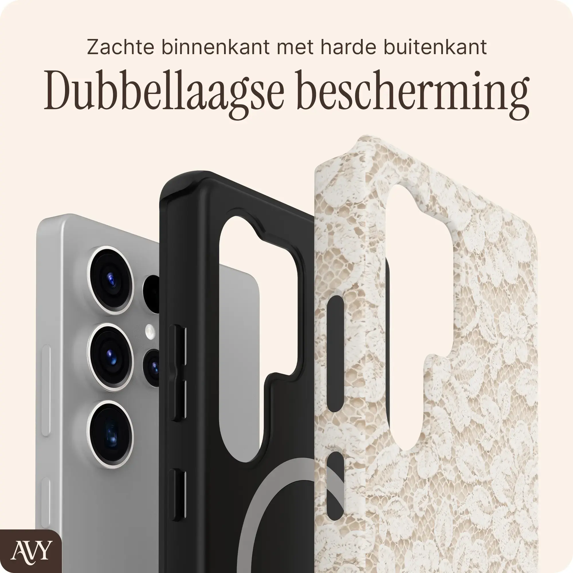 AVY Samsung Galaxy S25 Ultra MagSafe Hoesje met Koord (32CM) Vintage Lace afbeelding 9