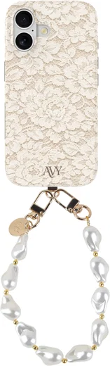AVY Apple iPhone 16 MagSafe Hoesje met Koord (32CM) Vintage Lace afbeelding 1