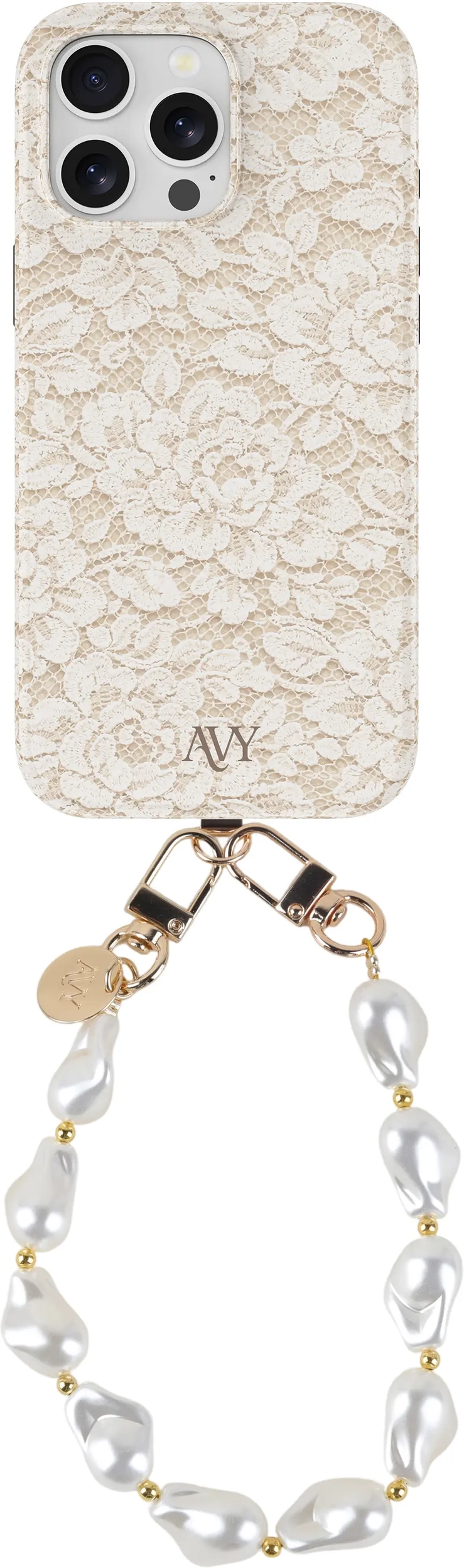 AVY Apple iPhone 16 Pro MagSafe Hoesje met Koord (32CM) Vintage Lace afbeelding 1