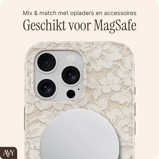 AVY Apple iPhone 16 Pro MagSafe Hoesje met Koord (32CM) Vintage Lace afbeelding 6