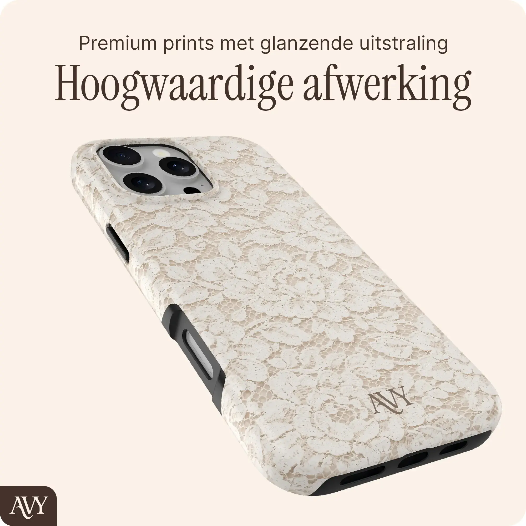 AVY Apple iPhone 16 Pro MagSafe Hoesje met Koord (32CM) Vintage Lace afbeelding 8