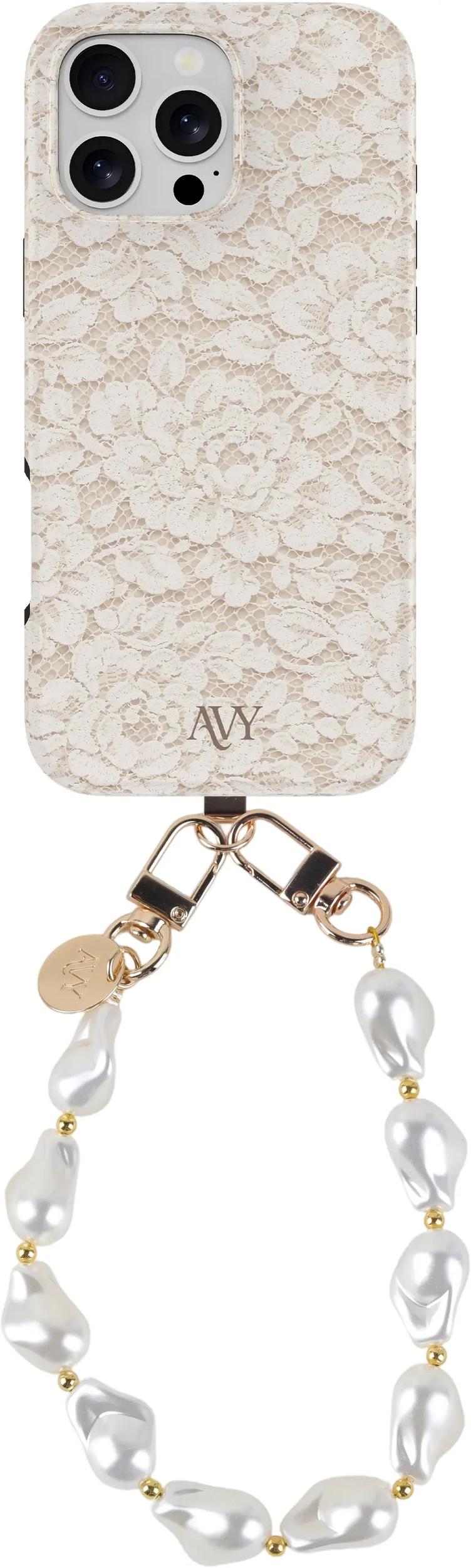 AVY Apple iPhone 16 Pro Max MagSafe Hoesje met Koord (32CM) Vintage Lace afbeelding 1