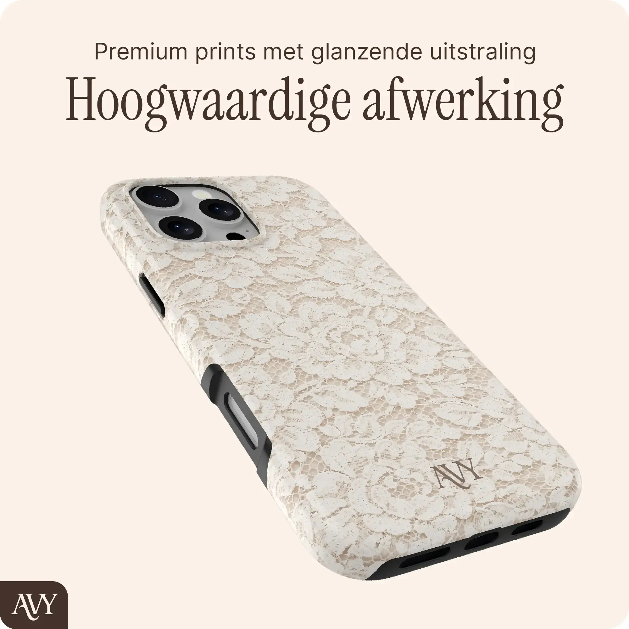 AVY Apple iPhone 16 Pro Max MagSafe Hoesje met Koord (32CM) Vintage Lace afbeelding 7