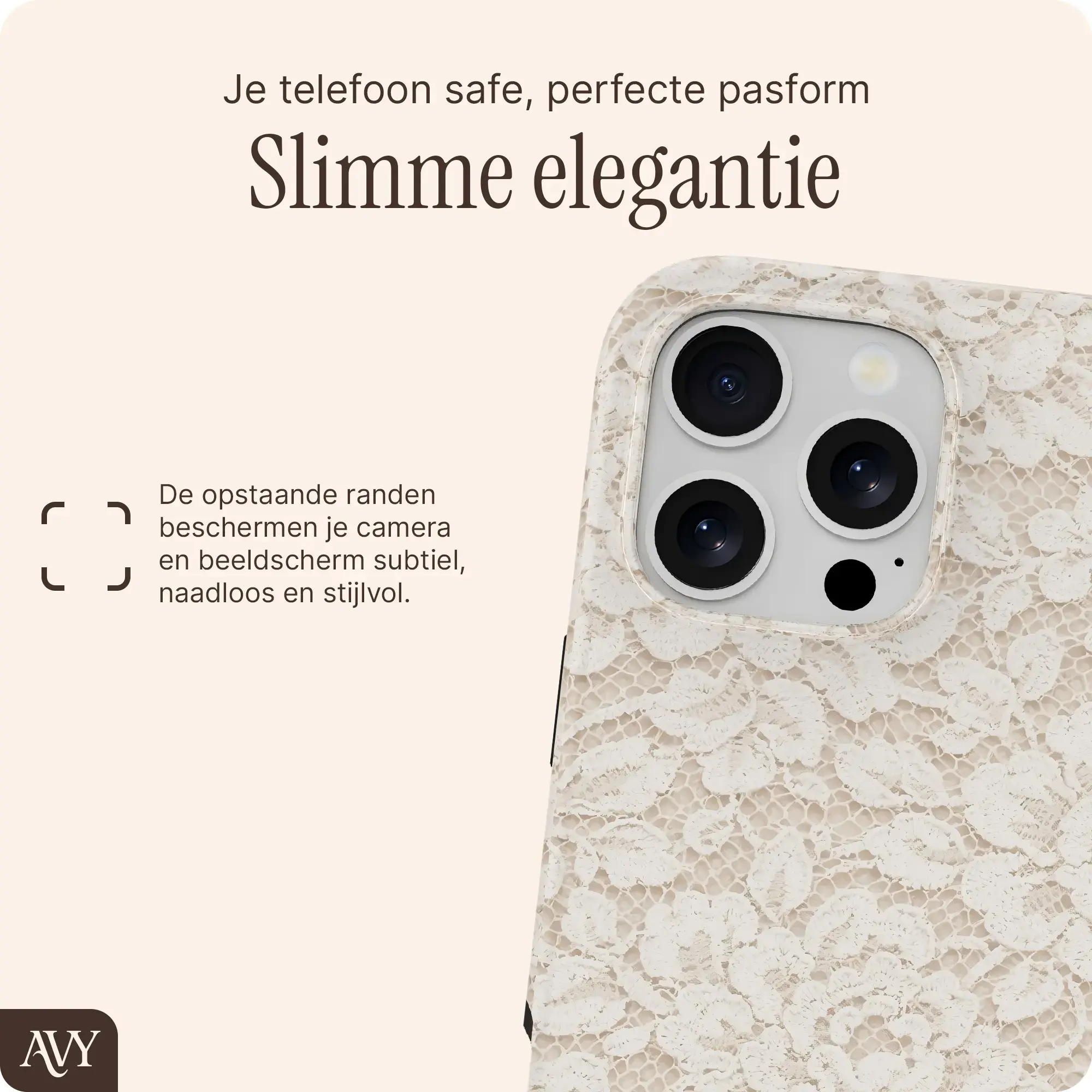 AVY Apple iPhone 16 Pro Max MagSafe Hoesje met Koord (32CM) Vintage Lace afbeelding 10