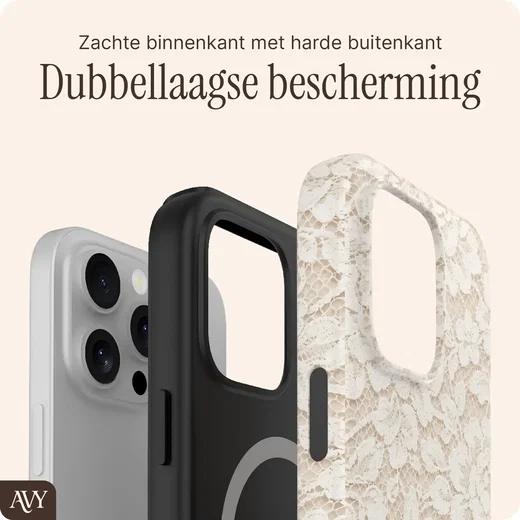 AVY Apple iPhone 16 Pro Max MagSafe Hoesje met Koord (32CM) Vintage Lace afbeelding 9