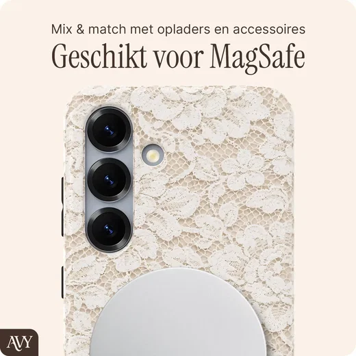 AVY Samsung Galaxy S24 Plus MagSafe Hoesje met Koord (32CM) Vintage Lace afbeelding 5