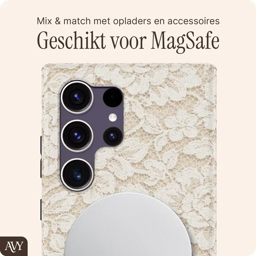 AVY Samsung Galaxy S24 Ultra MagSafe Hoesje met Koord (32CM) Vintage Lace afbeelding 5