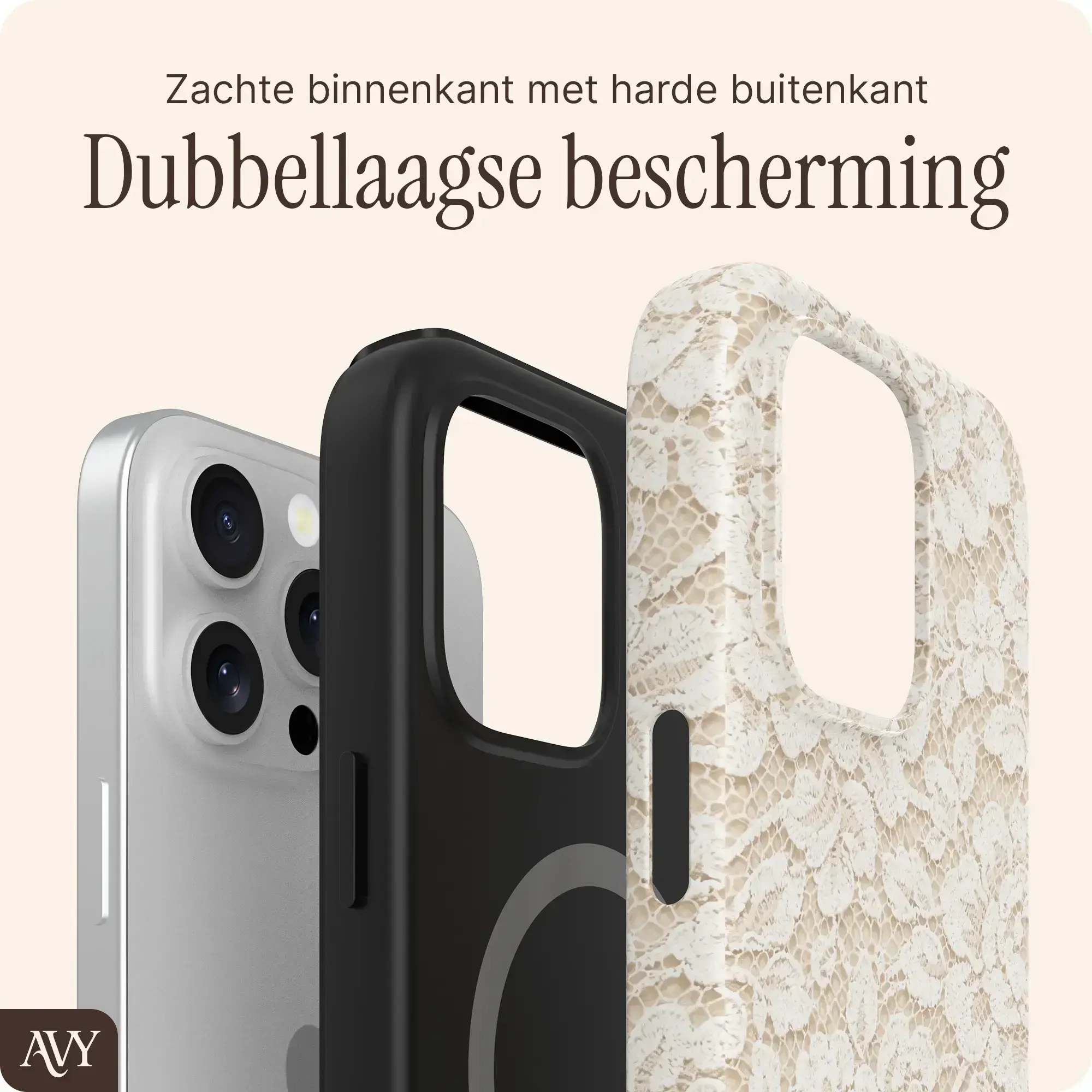 AVY Apple iPhone 13 Pro MagSafe Hoesje met Koord (32CM) Vintage Lace afbeelding 10
