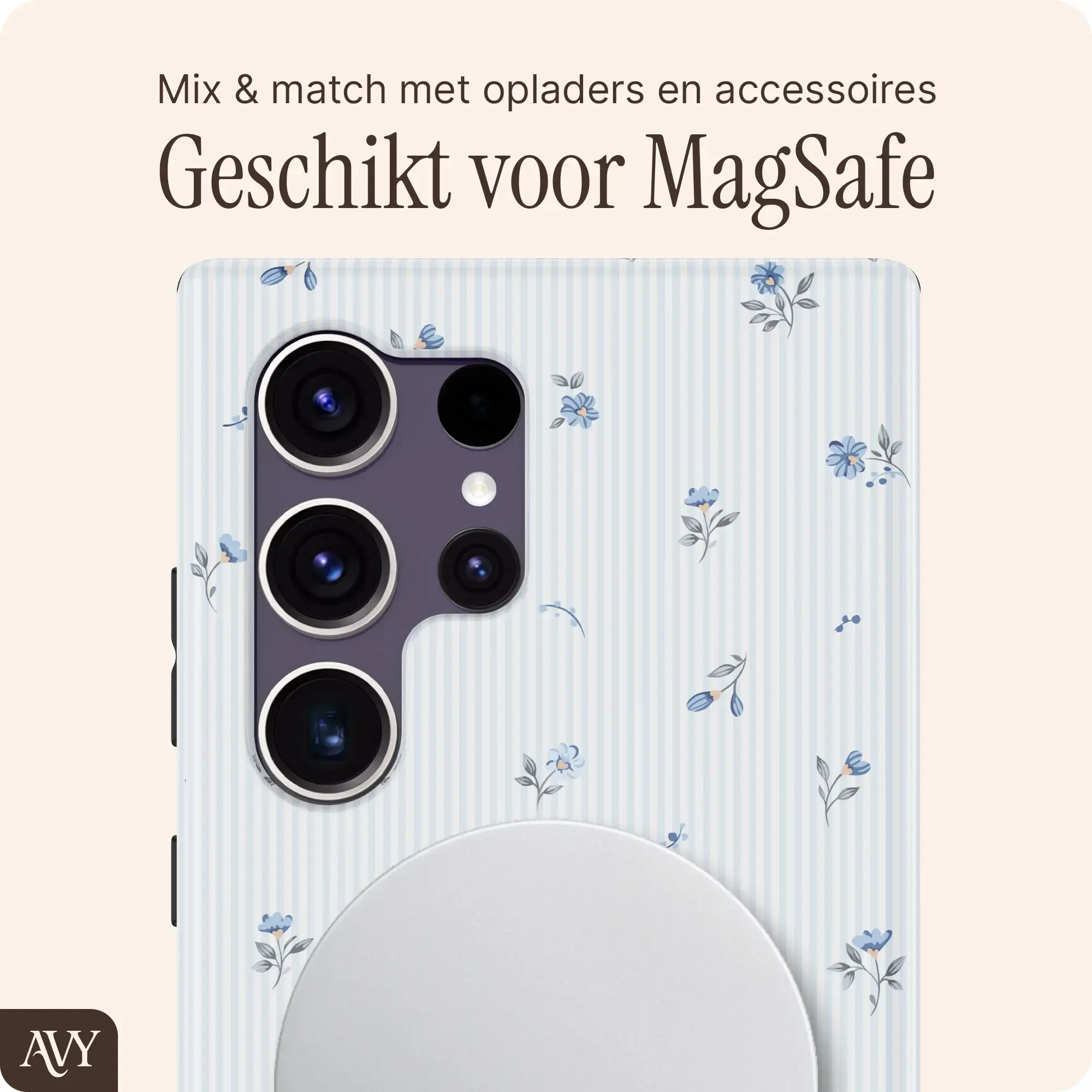 AVY Samsung Galaxy S24 Ultra MagSafe Hoesje met Koord (32CM) Sky Blossom afbeelding 6