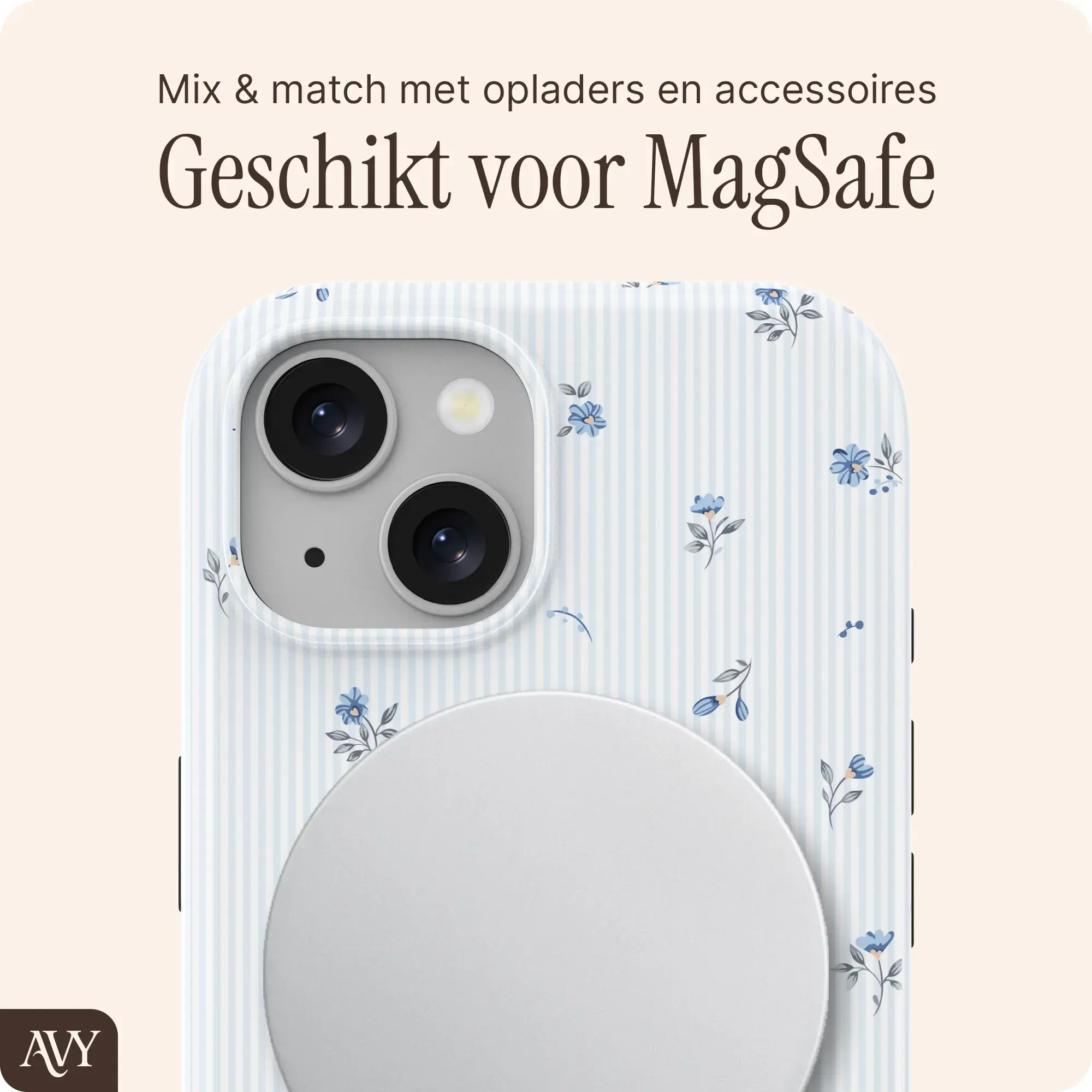 AVY Apple iPhone 15 MagSafe Hoesje met Koord (32CM) Sky Blossom afbeelding 6