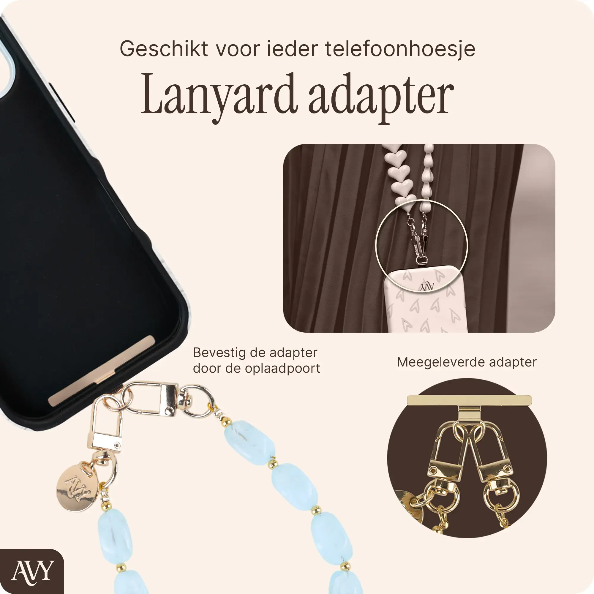 AVY Apple iPhone 13 Pro MagSafe Hoesje met Koord (32CM) Sky Blossom afbeelding 11