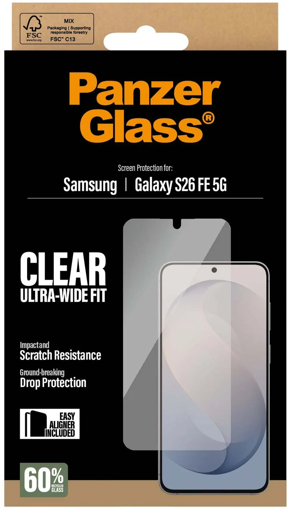 PanzerGlass FastFit Ultra-Wide Samsung S26 FE Screen Protector Tempered Glass afbeelding 2
