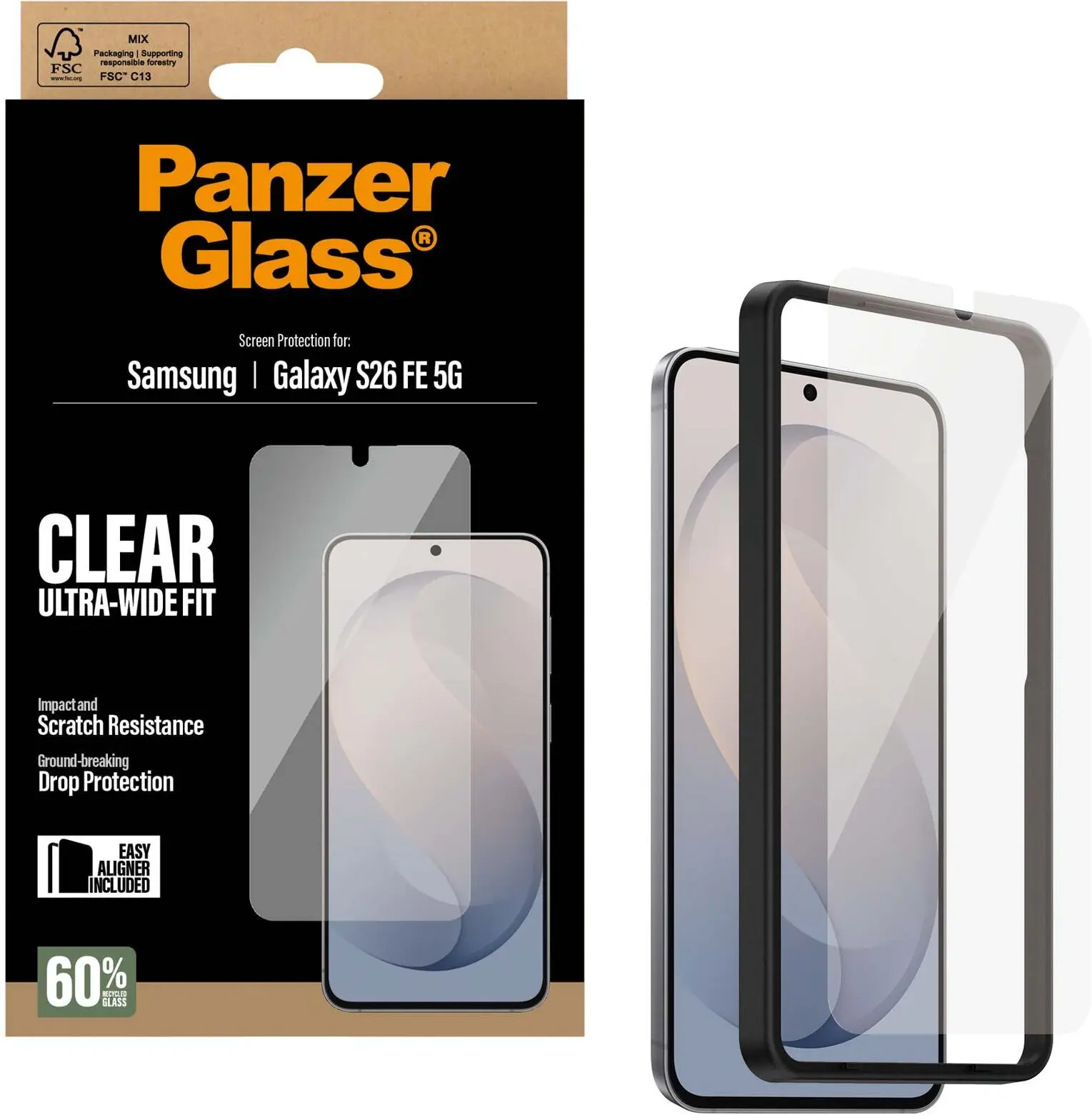 PanzerGlass FastFit Ultra-Wide Samsung S26 FE Screen Protector Tempered Glass afbeelding 5