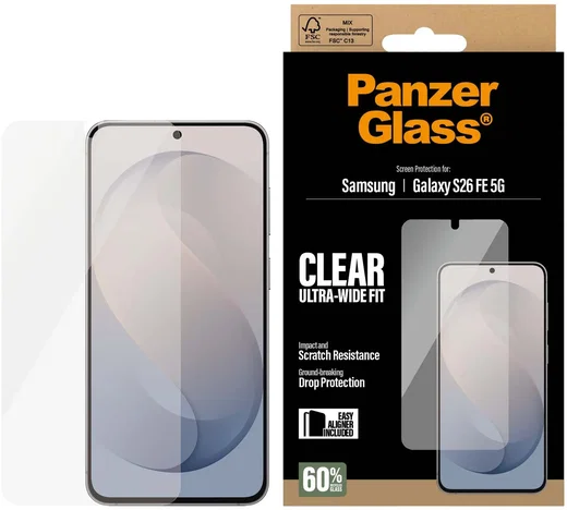PanzerGlass FastFit Ultra-Wide Samsung S26 FE Screen Protector Tempered Glass afbeelding 1