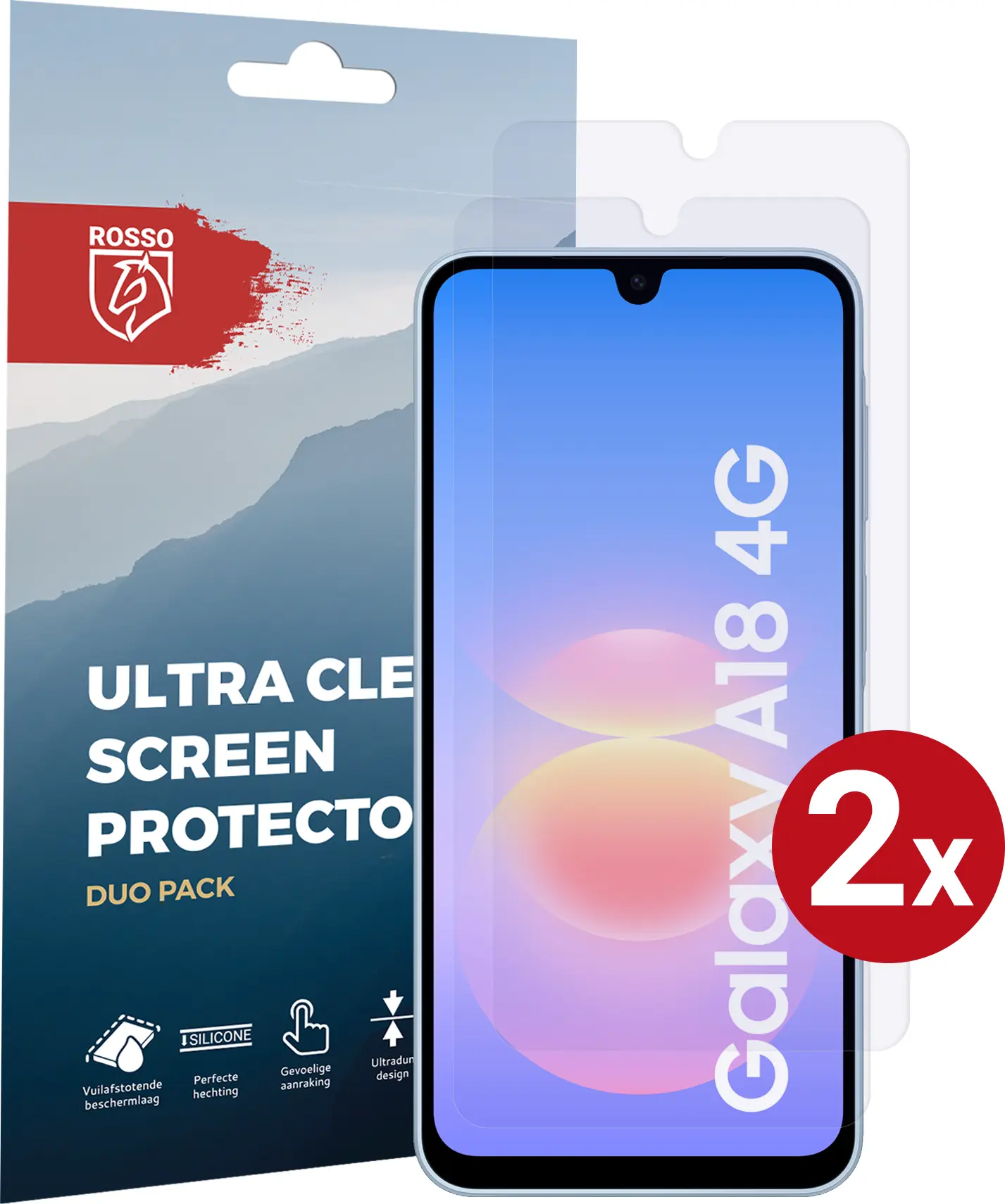 Rosso Samsung Galaxy A18 Screen Protector Case Friendly Folie Duo Pack afbeelding 1