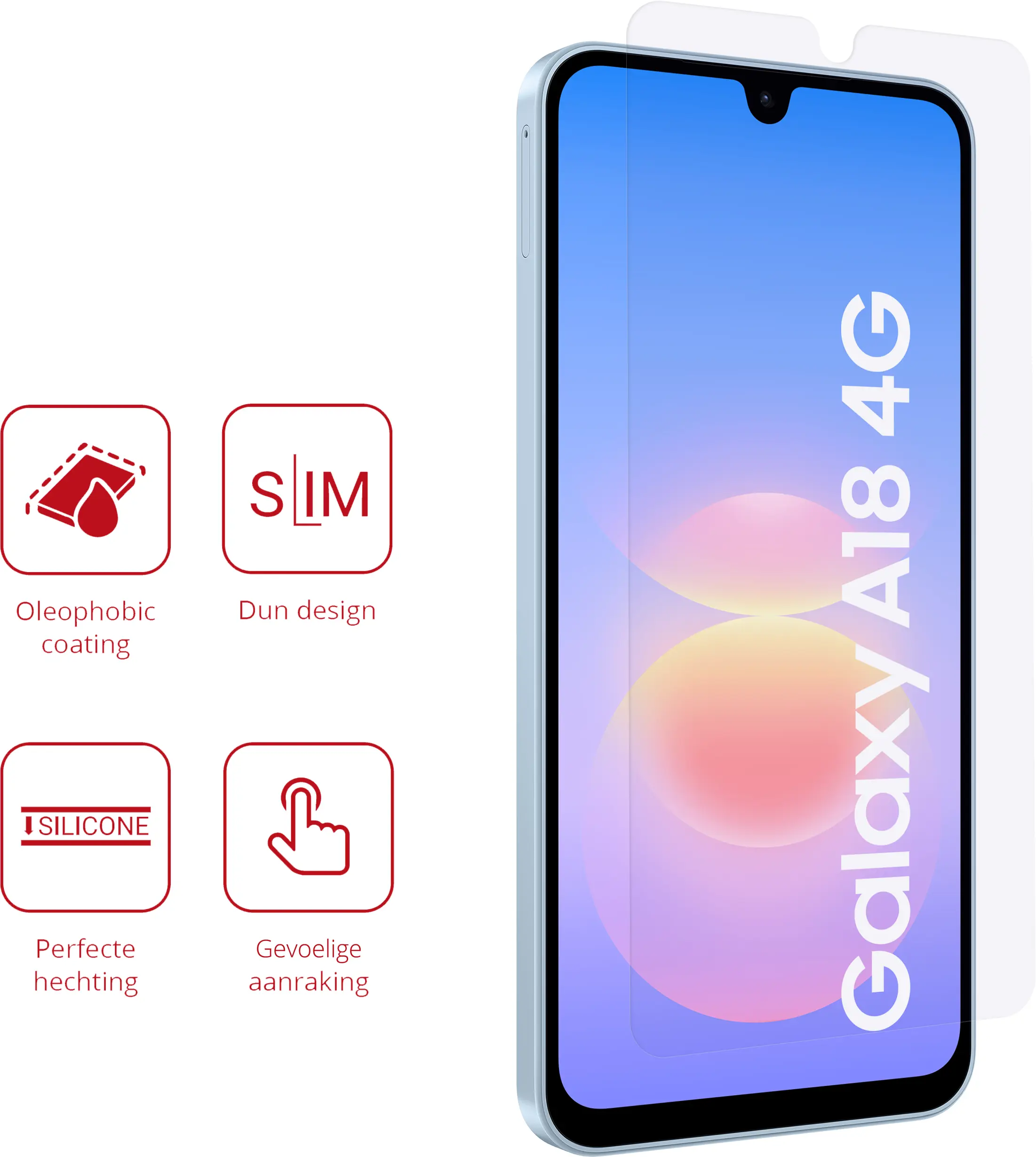 Rosso Samsung Galaxy A18 Screen Protector Case Friendly Folie Duo Pack afbeelding 2