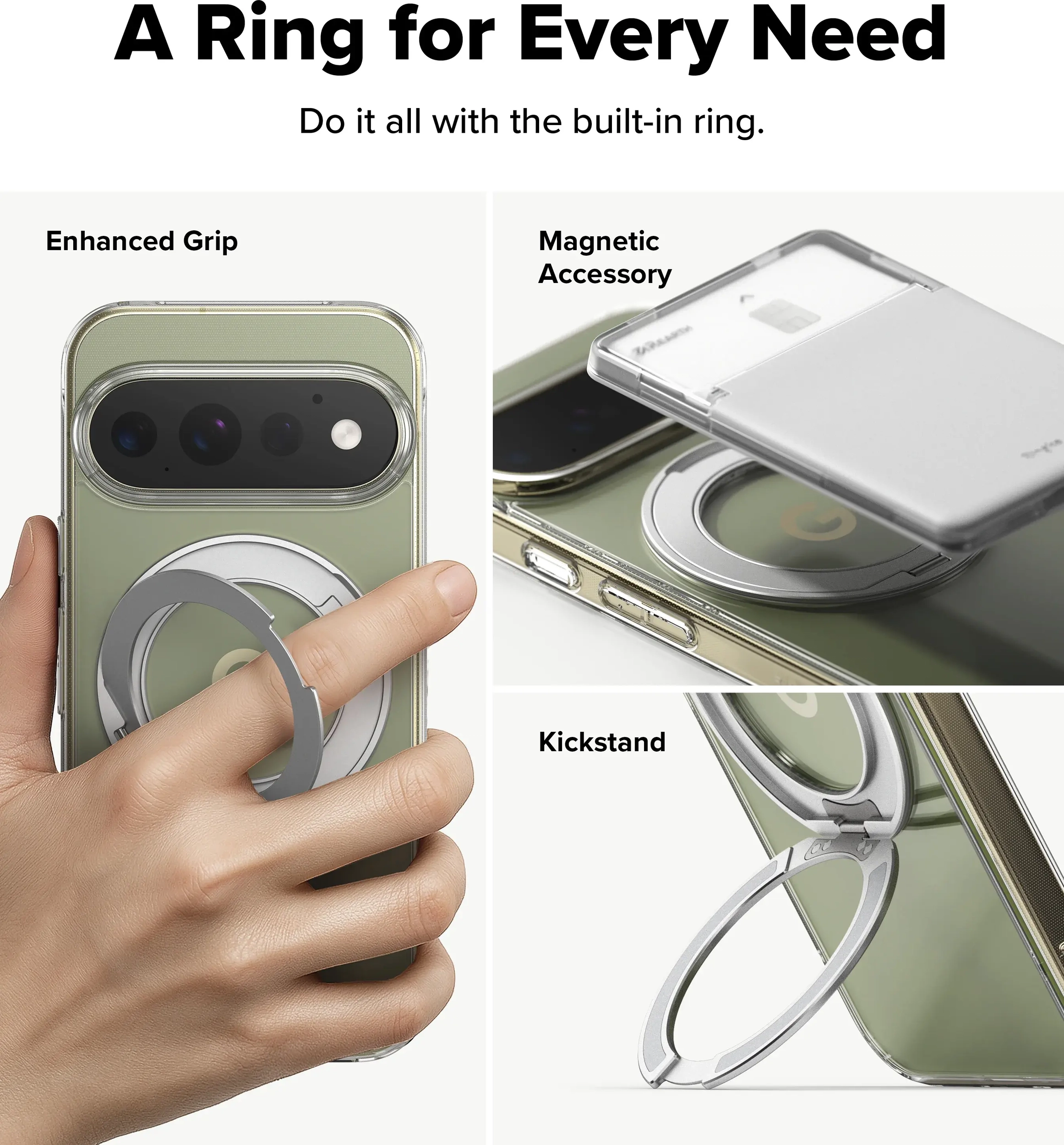 Ringke Fusion Ring Google Pixel 11 Pro Hoesje MagSafe 360° Standaard Transparant afbeelding 3