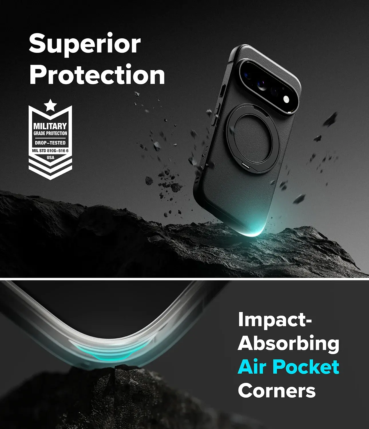 Ringke Onyx Ring Google Pixel 11 Pro Hoesje MagSafe 360° Standaard Zwart afbeelding 2