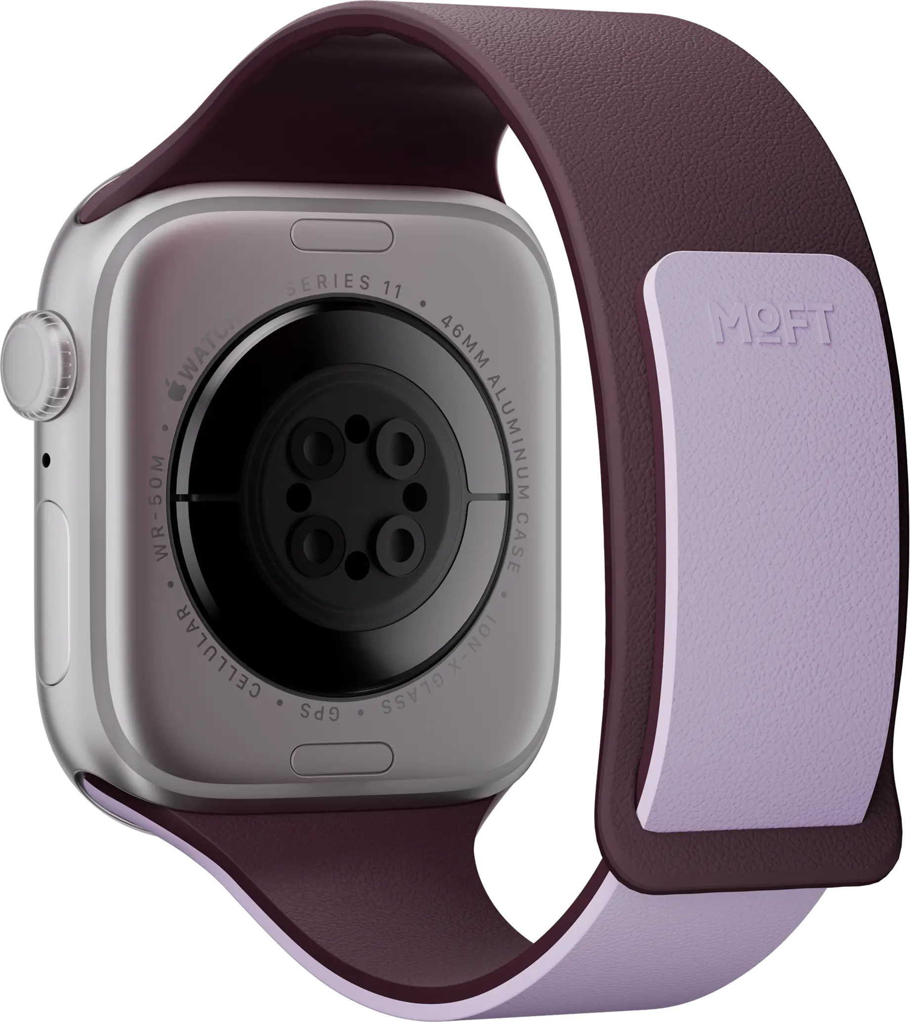 MOFT Snap Duo Watch Band Active Apple Watch Silicone 42MM Blackberry Peony afbeelding 4