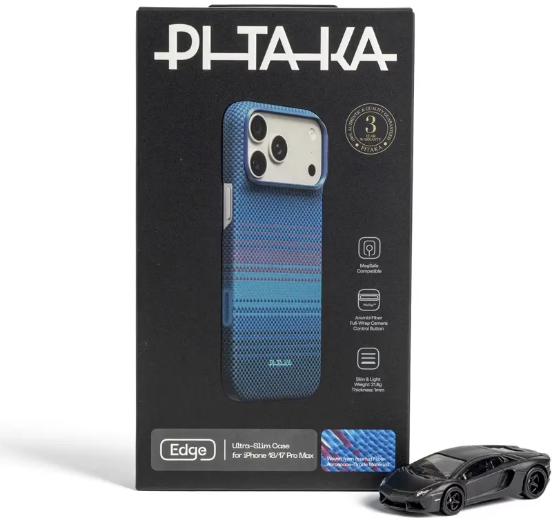 PITAKA Edge iPhone 18 Pro / 17 Pro Hoesje 600D Magnetic Ultra Dun Blauw afbeelding 7