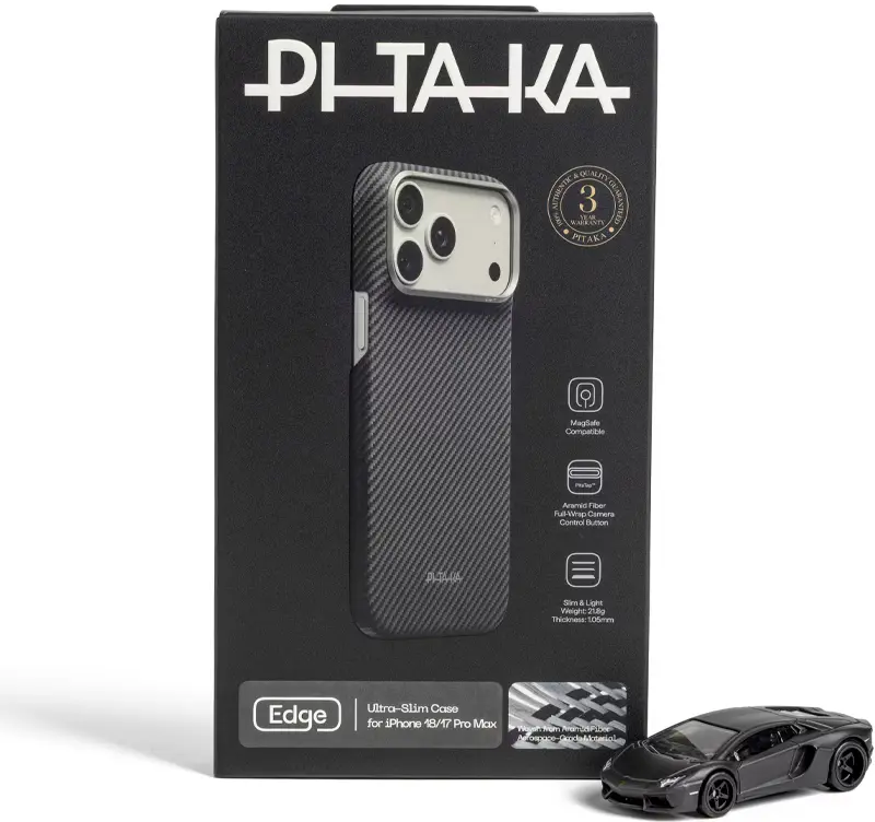PITAKA Edge iPhone 18 Pro Max / 17 Pro Max Hoesje Magnetic Zwart afbeelding 7
