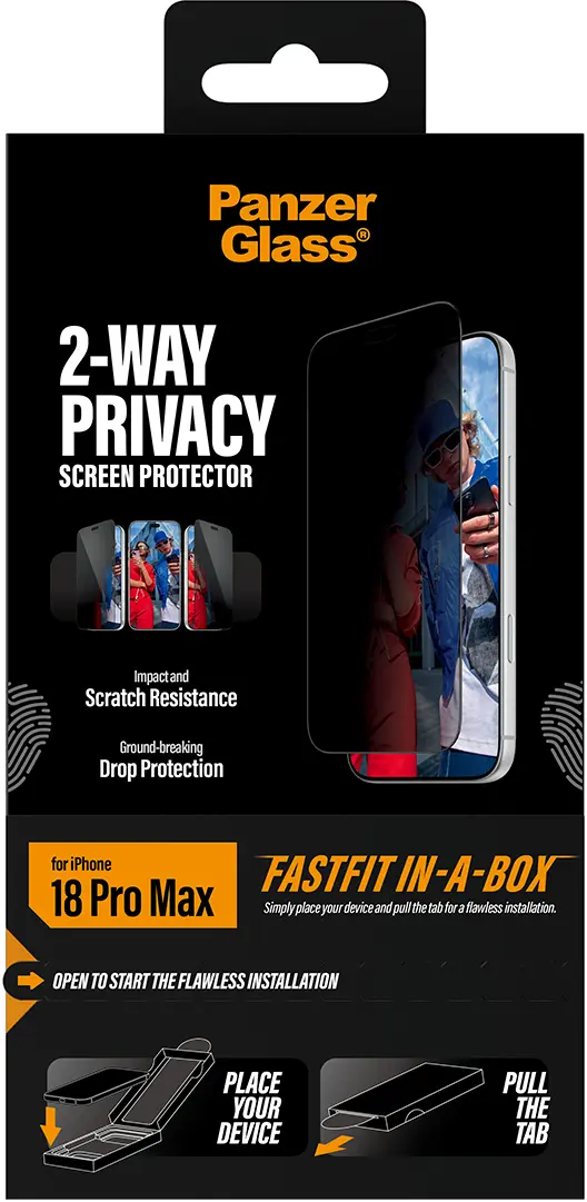 PanzerGlass FastFit Ultra-Wide iPhone 18 Pro Max Privacy Glass Screen Protector afbeelding 3
