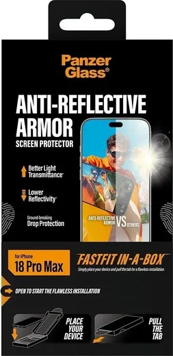 PanzerGlass Anti-Reflective iPhone 18 Pro Max Screen Protector Tempered Glass afbeelding 6