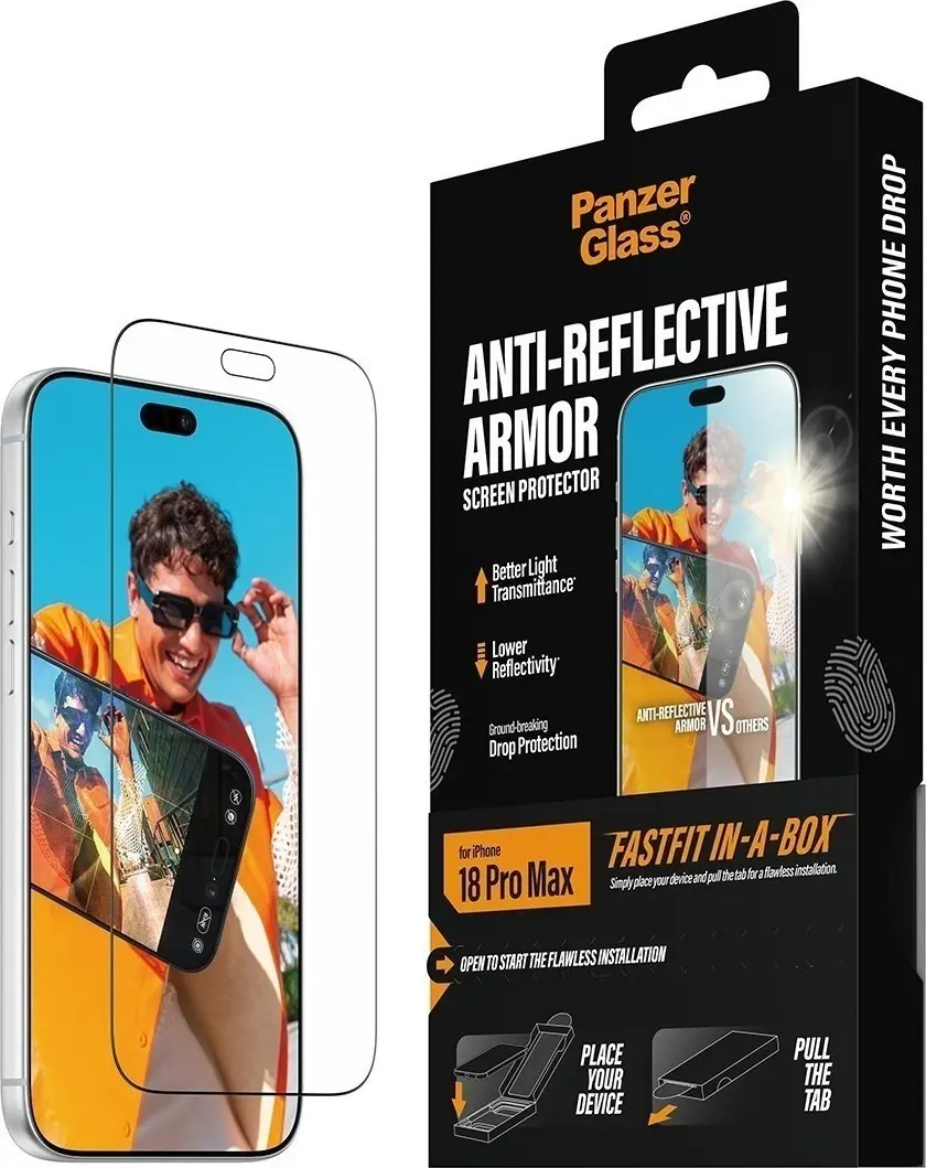 PanzerGlass Anti-Reflective iPhone 18 Pro Max Screen Protector Tempered Glass afbeelding 4
