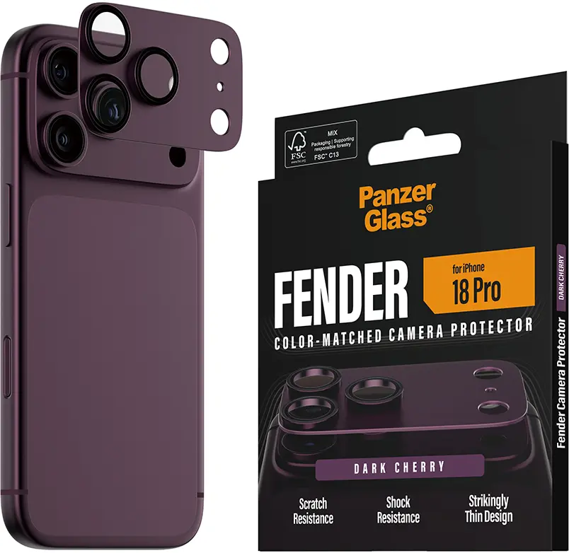 PanzerGlass Fender iPhone 18 Pro Camera Lens Protector Tempered Glass Burgundy afbeelding 6
