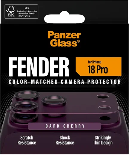 PanzerGlass Fender iPhone 18 Pro Camera Lens Protector Tempered Glass Burgundy afbeelding 4