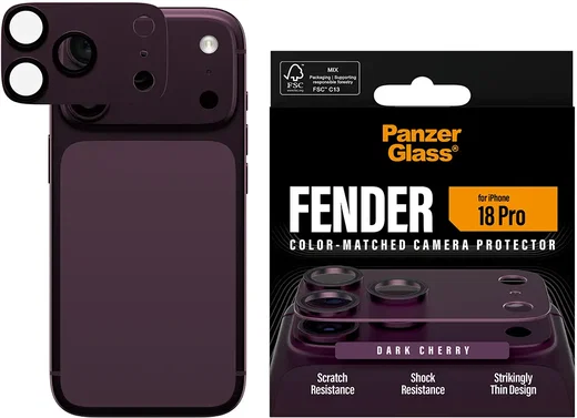 PanzerGlass Fender iPhone 18 Pro Camera Lens Protector Tempered Glass Burgundy afbeelding 1