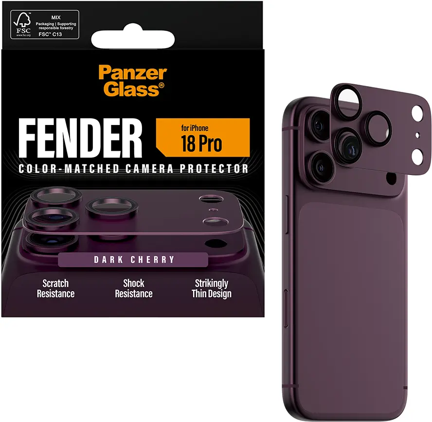 PanzerGlass Fender iPhone 18 Pro Camera Lens Protector Tempered Glass Burgundy afbeelding 2