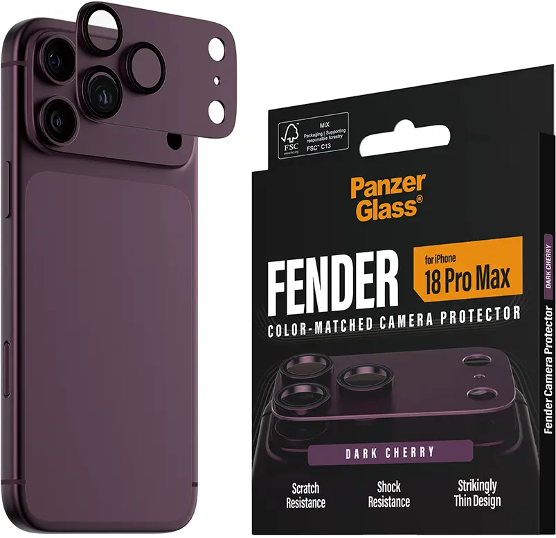PanzerGlass Fender iPhone 18 Pro Max Camera Protector Tempered Glass Burgundy afbeelding 6