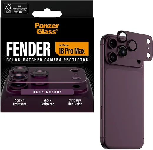 PanzerGlass Fender iPhone 18 Pro Max Camera Protector Tempered Glass Burgundy afbeelding 2