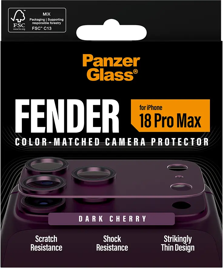 PanzerGlass Fender iPhone 18 Pro Max Camera Protector Tempered Glass Burgundy afbeelding 3