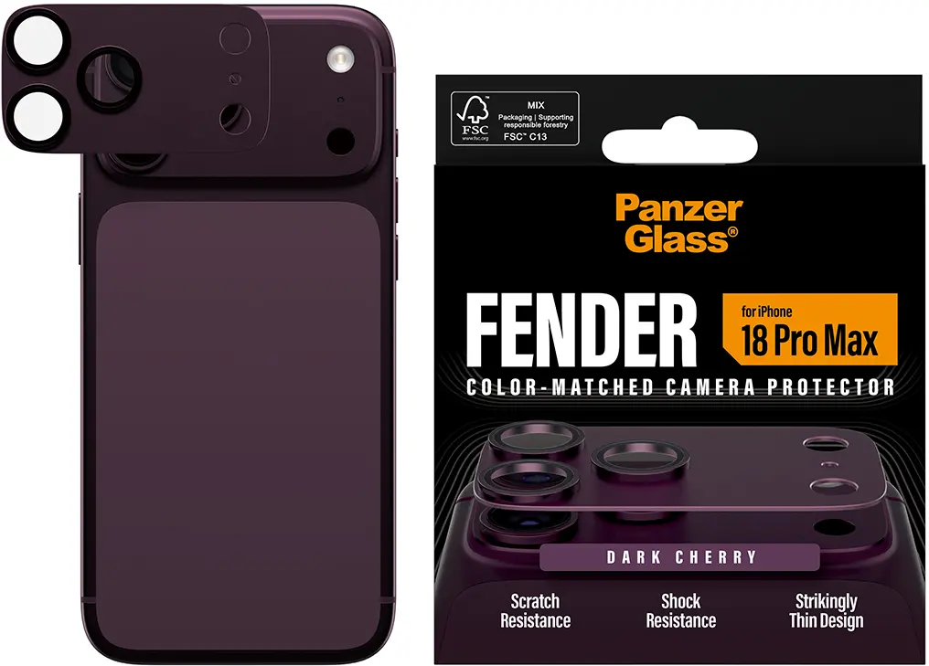 PanzerGlass Fender iPhone 18 Pro Max Camera Protector Tempered Glass Burgundy afbeelding 1