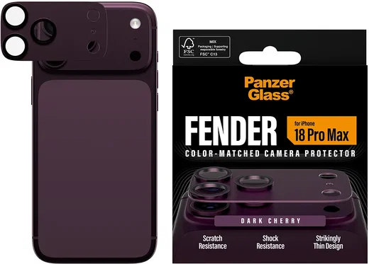 PanzerGlass Fender iPhone 18 Pro Max Camera Protector Tempered Glass Burgundy afbeelding 1