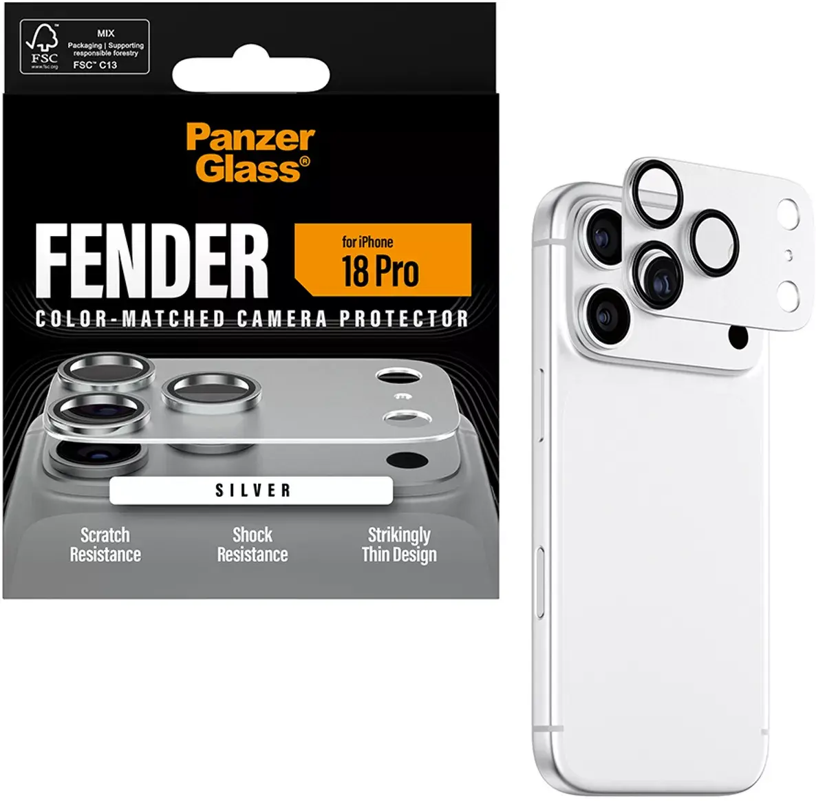 PanzerGlass Fender iPhone 18 Pro Camera Lens Protector Tempered Glass Zilver afbeelding 2