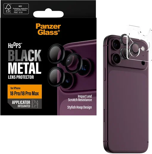 PanzerGlass Hoops Rings iPhone 18 Pro / 18 Pro Max Camera Lens Protector Zwart afbeelding 5