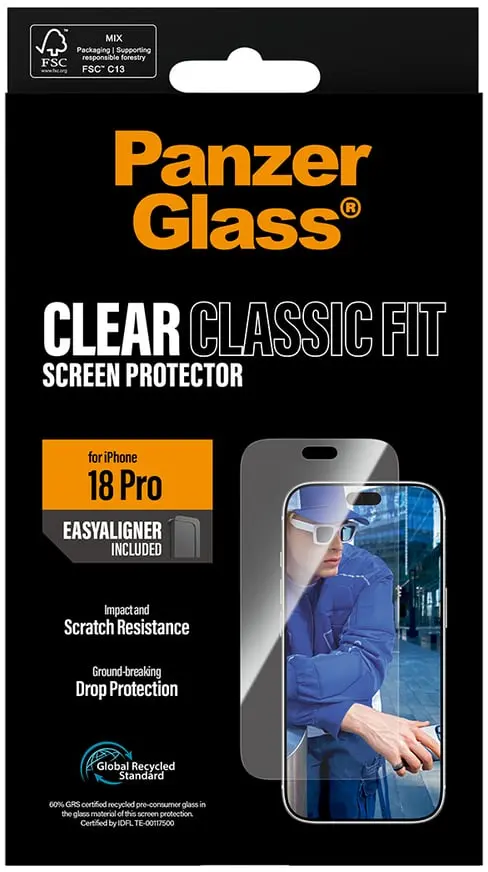 PanzerGlass Classic Fit Apple iPhone 18 Pro Screen Protector Tempered Glass afbeelding 4