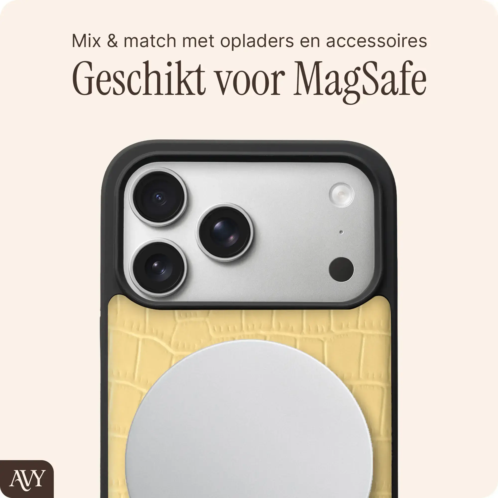 AVY Apple iPhone 18 Pro Max - Classic Kit - Leather Croco Geel afbeelding 5