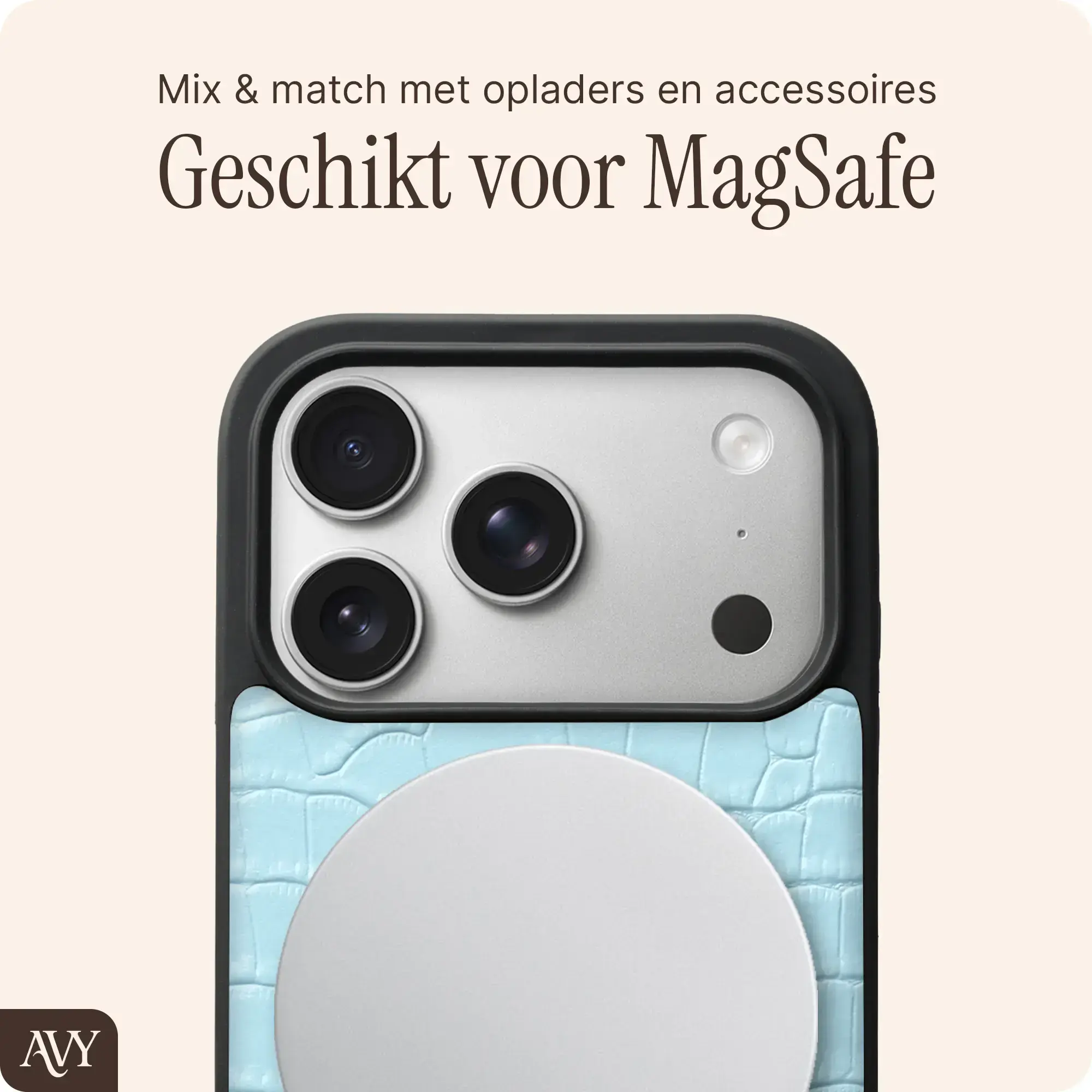 AVY Apple iPhone 18 Pro - Classic Kit - Leather Croco Blauw afbeelding 5