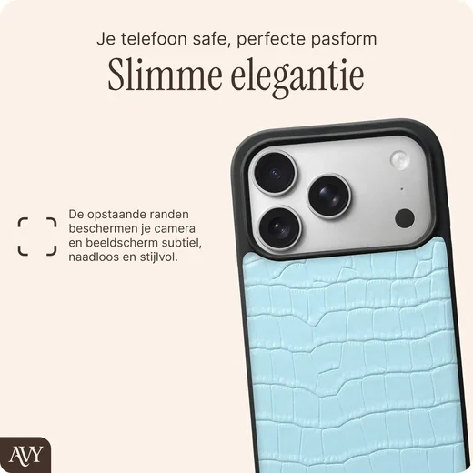 AVY Apple iPhone 18 Pro - Classic Kit - Leather Croco Blauw afbeelding 8