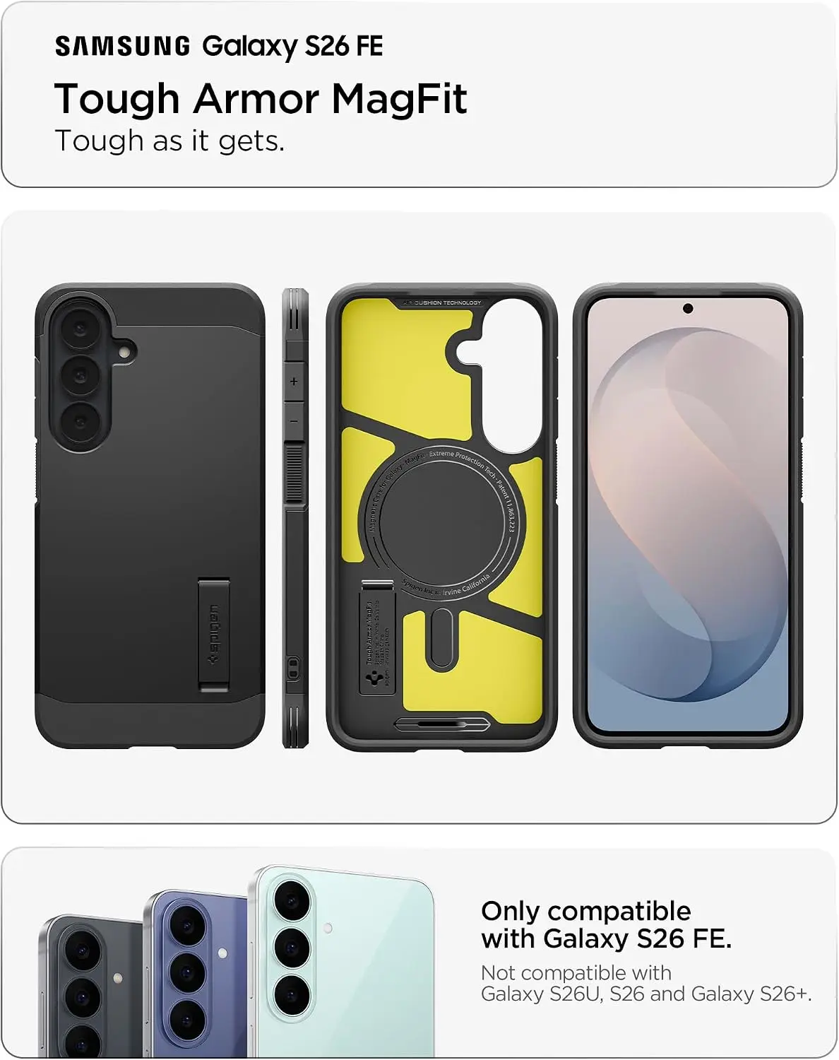 Spigen Tough Armor Samsung Galaxy S26 FE Hoesje MagSafe Back Cover Zwart afbeelding 3