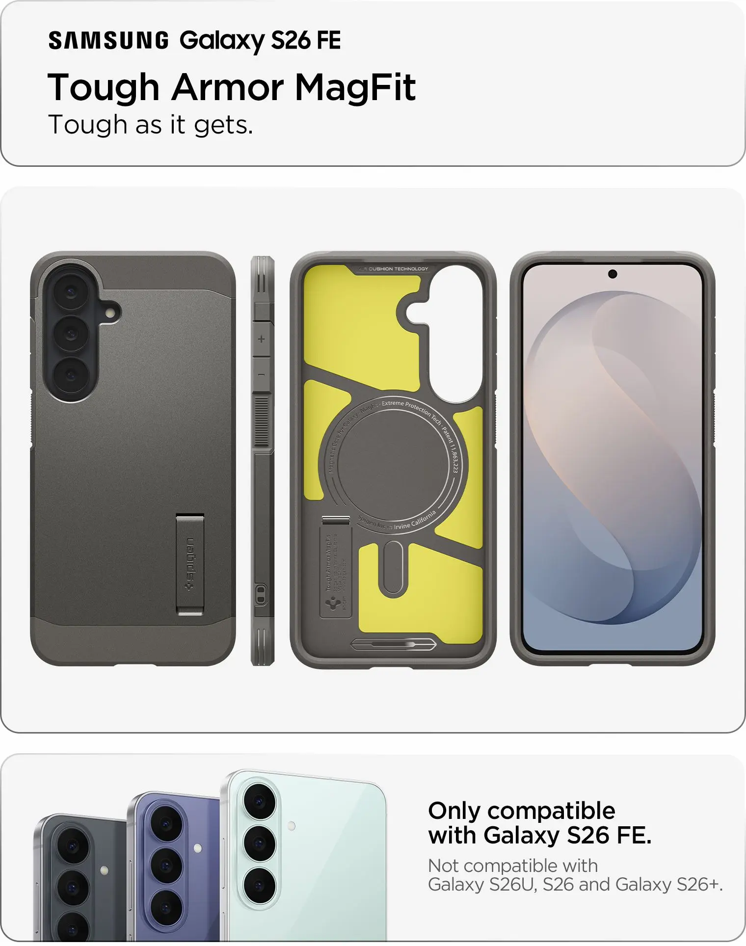 Spigen Tough Armor Samsung Galaxy S26 FE Hoesje MagSafe Back Cover Gunmetal afbeelding 12