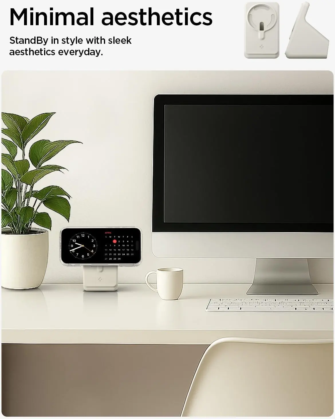 Spigen Oplaadstandaard voor MagSafe Oplader Bureau / Nachtkastje Wit afbeelding 3