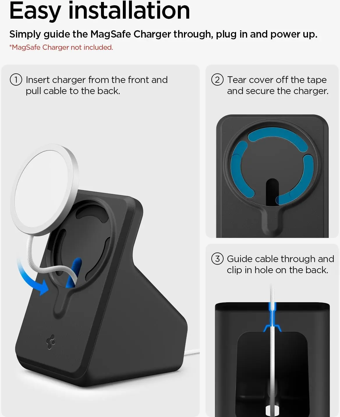 Spigen Oplaadstandaard voor MagSafe Oplader Bureau / Nachtkastje Zwart afbeelding 7