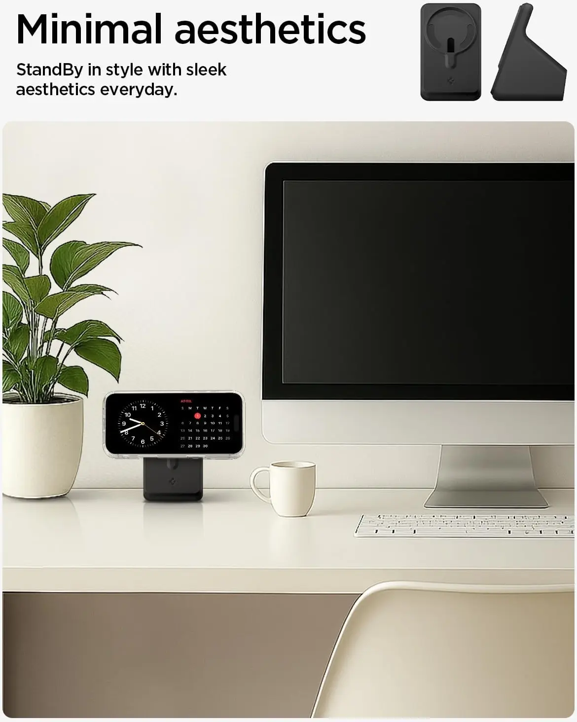Spigen Oplaadstandaard voor MagSafe Oplader Bureau / Nachtkastje Zwart afbeelding 3