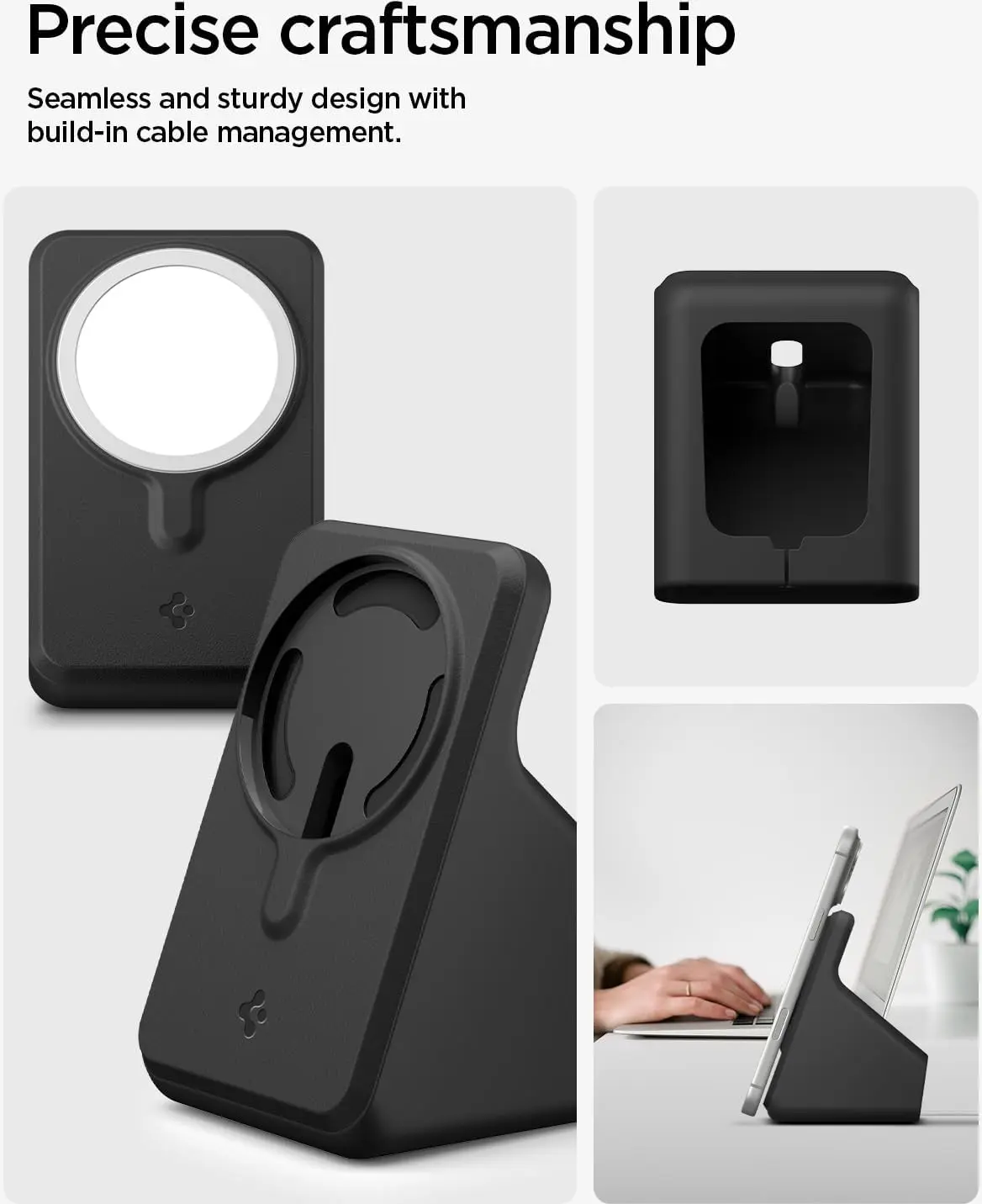 Spigen Oplaadstandaard voor MagSafe Oplader Bureau / Nachtkastje Zwart afbeelding 4