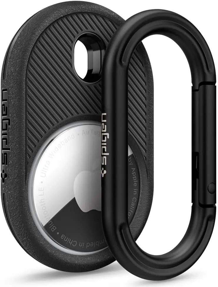 Spigen Vault AirTag Hoesje met Karabijnhaak TPU Matte Zwart afbeelding 1